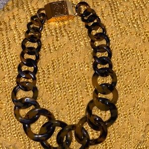 Tory Burch Tortoise Resin Chunky Link Necklace